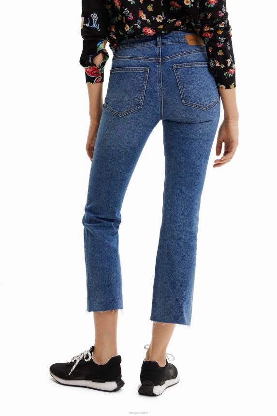 Women DesigualFloral embroidery flare cropped jeans Clothing 68X2401013
