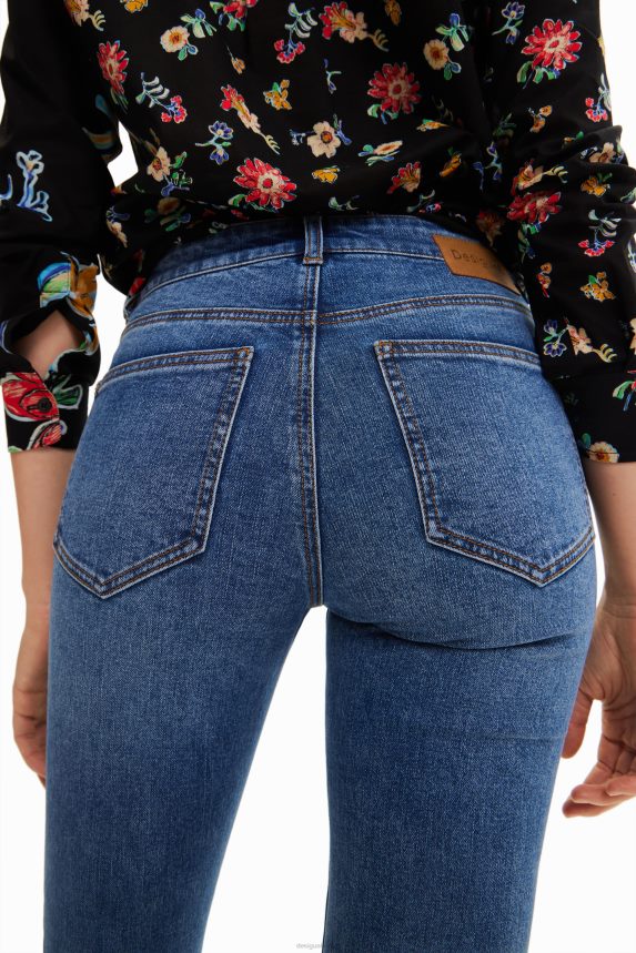 Women DesigualFloral embroidery flare cropped jeans Clothing 68X2401013