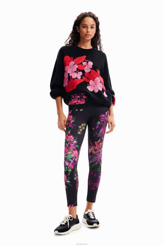 Women DesigualFloral sport leggings Clothing 68X24097