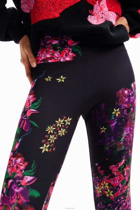 Women DesigualFloral sport leggings Clothing 68X24097