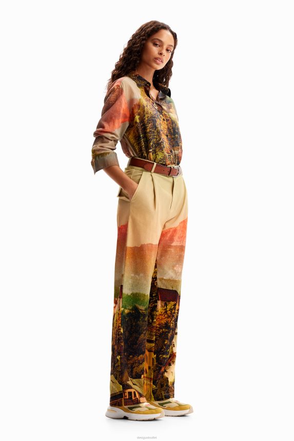 Women DesigualM. Christian Lacroix straight landscape trousers Clothing 68X24068