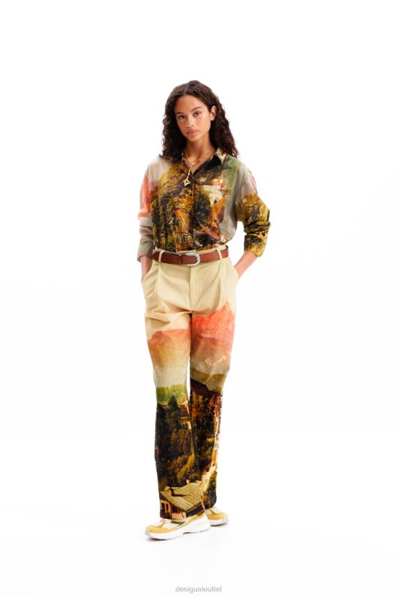 Women DesigualM. Christian Lacroix straight landscape trousers Clothing 68X24068