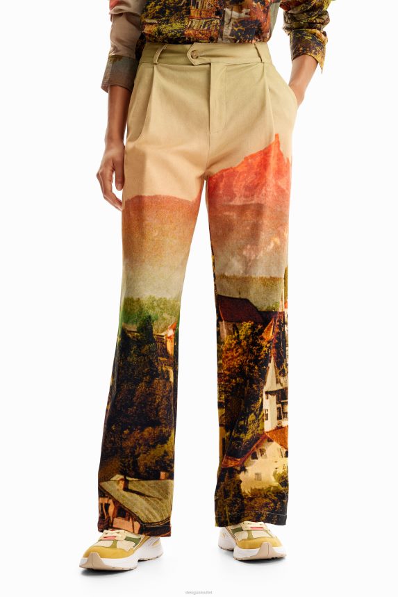Women DesigualM. Christian Lacroix straight landscape trousers Clothing 68X24068