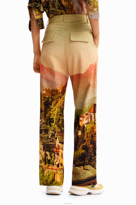 Women DesigualM. Christian Lacroix straight landscape trousers Clothing 68X24068