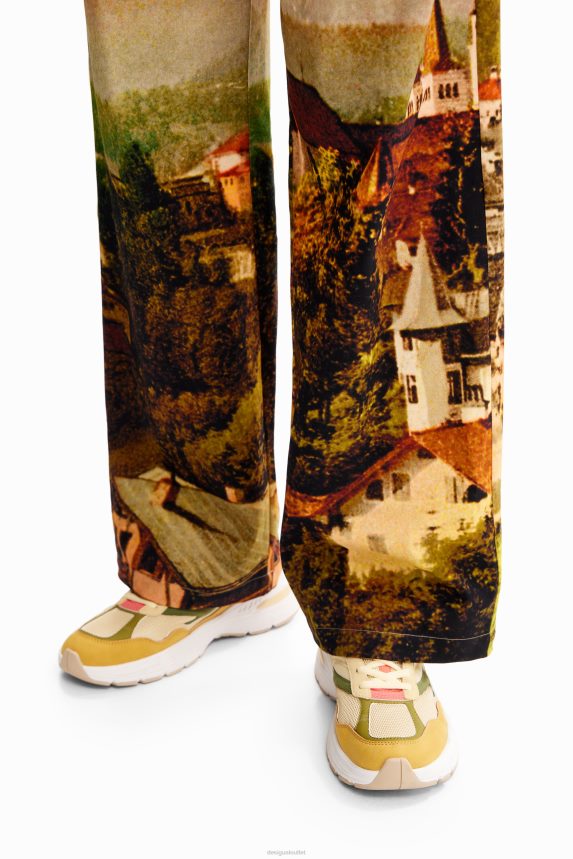 Women DesigualM. Christian Lacroix straight landscape trousers Clothing 68X24068