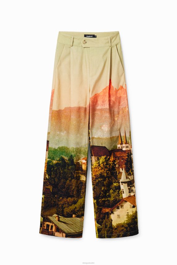 Women DesigualM. Christian Lacroix straight landscape trousers Clothing 68X24068