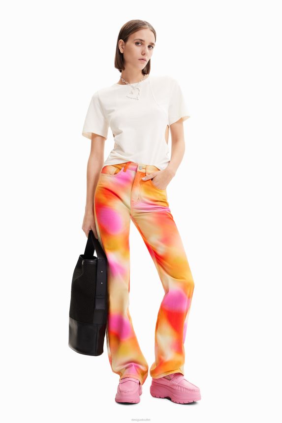 Women DesigualMaitrepierre multicolour wide leg jeans Clothing 68X240781