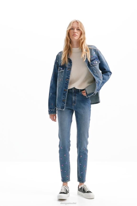 Women DesigualPush-up floral skinny jeans Clothing 68X24057