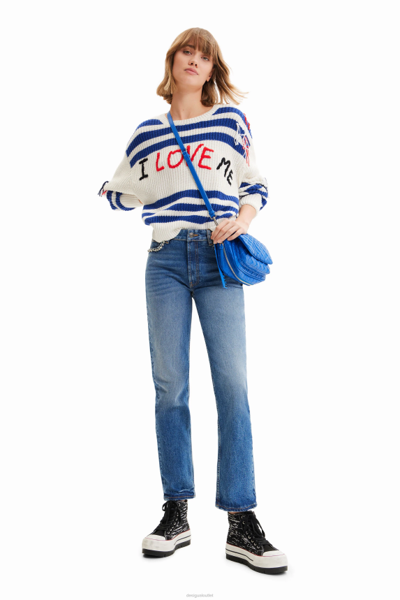 Women DesigualRhinestone detail straight jeans Clothing 68X240698