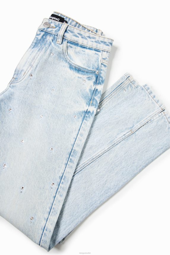 Women DesigualRhinestone straight jeans Clothing 68X240583