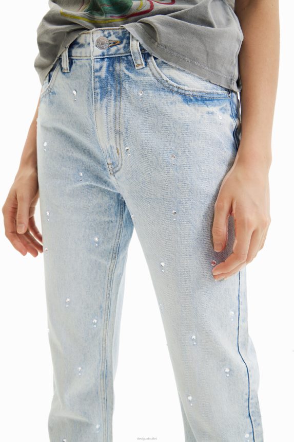 Women DesigualRhinestone straight jeans Clothing 68X240583