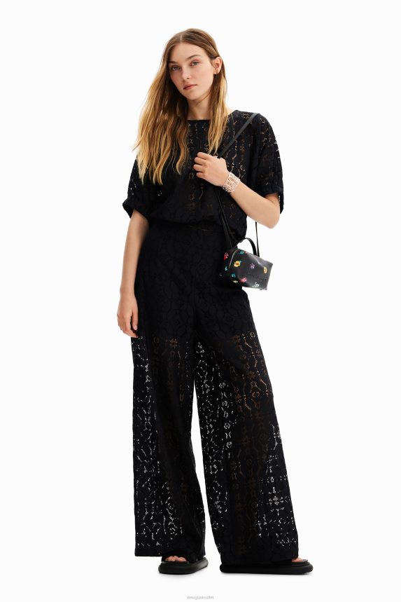 Women DesigualSheer lace trousers Clothing 68X240420