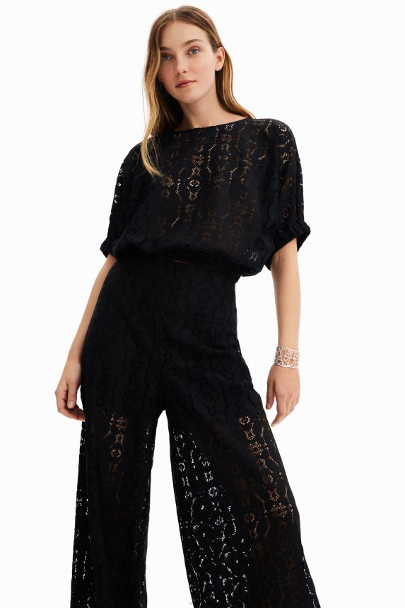 Women DesigualSheer lace trousers Clothing 68X240420