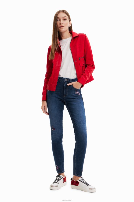 Women DesigualSkinny push-up jeans with embroidered flowers Clothing 68X240564