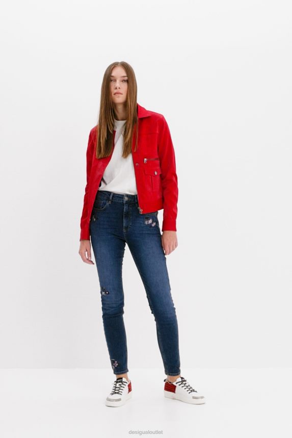 Women DesigualSkinny push-up jeans with embroidered flowers Clothing 68X240564