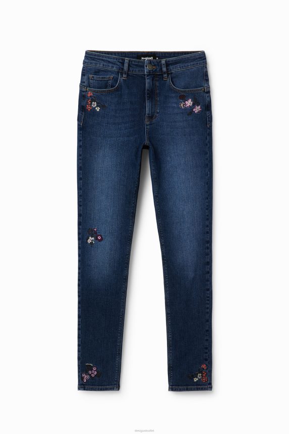 Women DesigualSkinny push-up jeans with embroidered flowers Clothing 68X240564