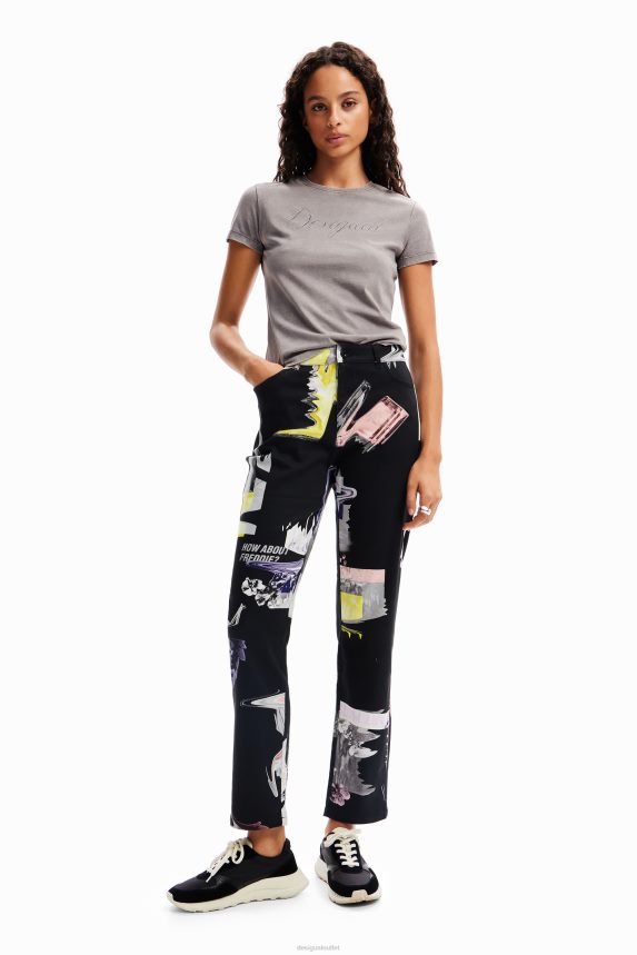Women DesigualStraight collage trousers Clothing 68X24030