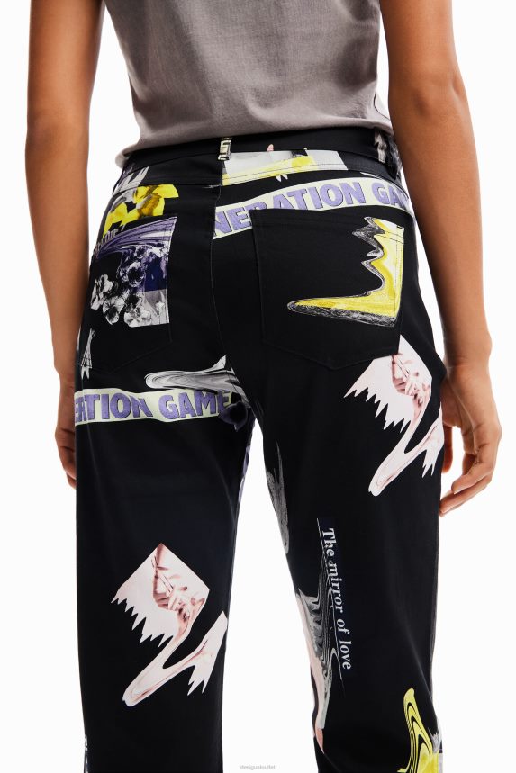 Women DesigualStraight collage trousers Clothing 68X24030