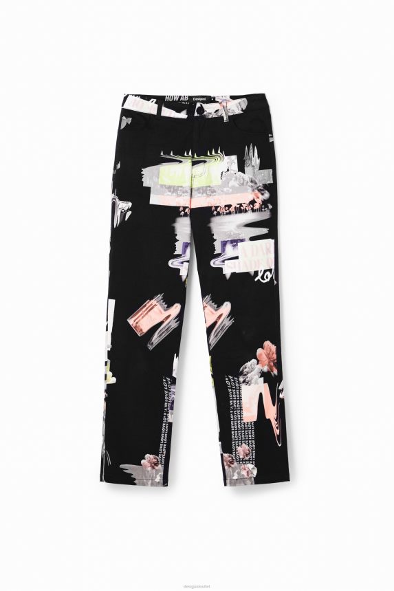 Women DesigualStraight collage trousers Clothing 68X24030