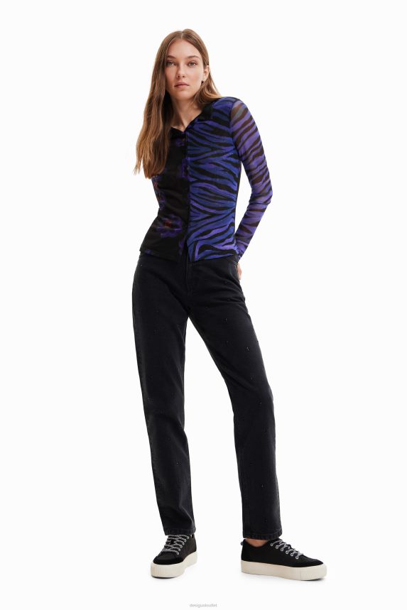 Women DesigualStraight rhinestone jeans Clothing 68X240567