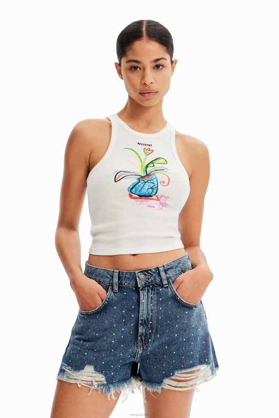 Women DesigualStudded denim shorts Clothing 68X240513