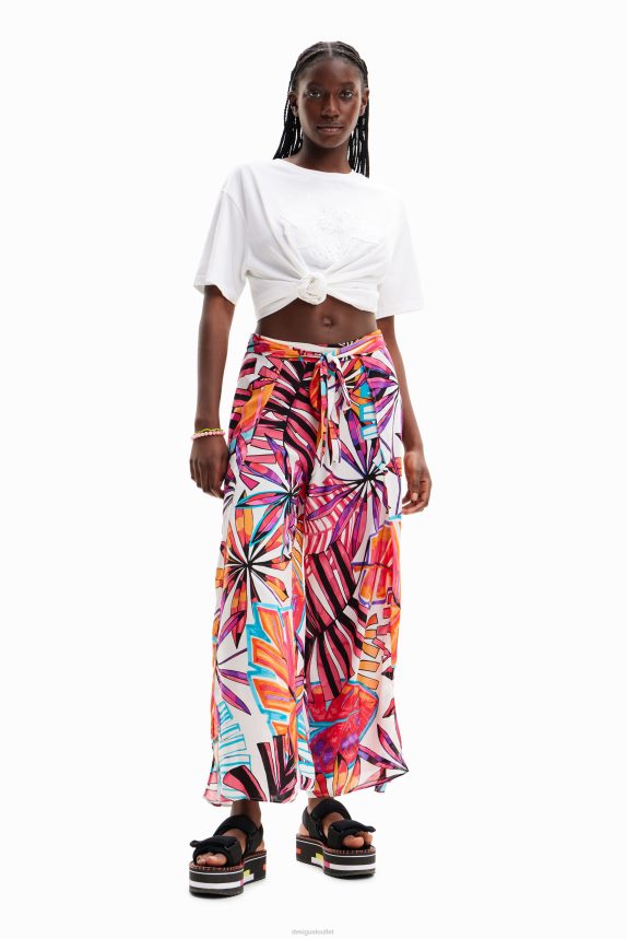 Women DesigualTropical slit trousers Clothing 68X240519