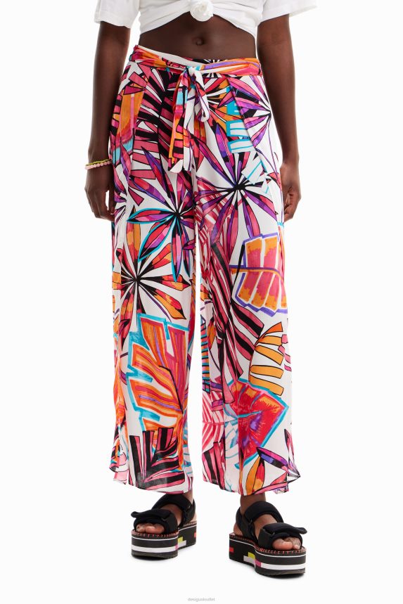 Women DesigualTropical slit trousers Clothing 68X240519