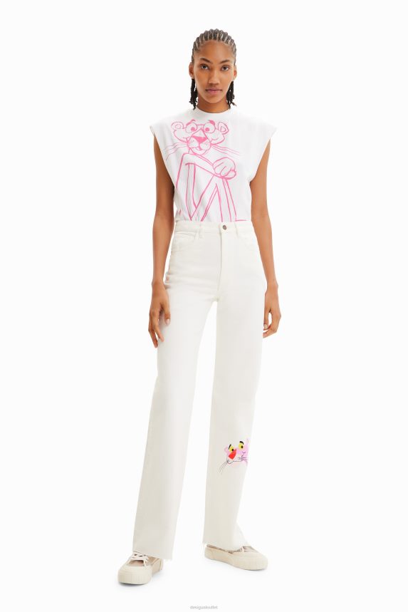 Women DesigualWide-leg Pink Panther jeans Clothing 68X240498