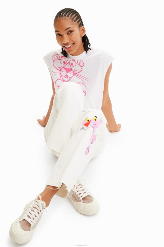 Women DesigualWide-leg Pink Panther jeans Clothing 68X240498