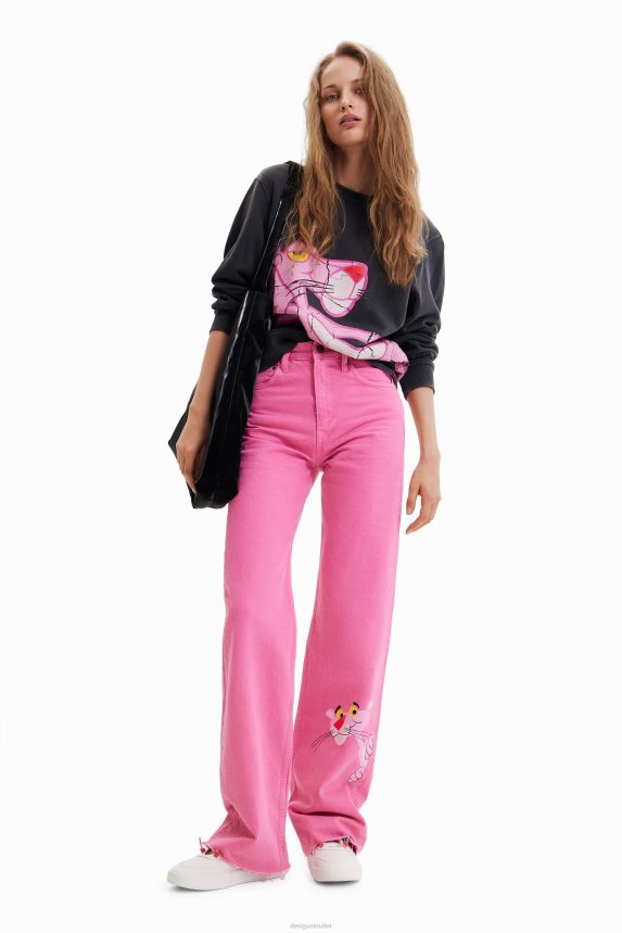 Women DesigualWide-leg Pink Panther jeans Clothing 68X240639