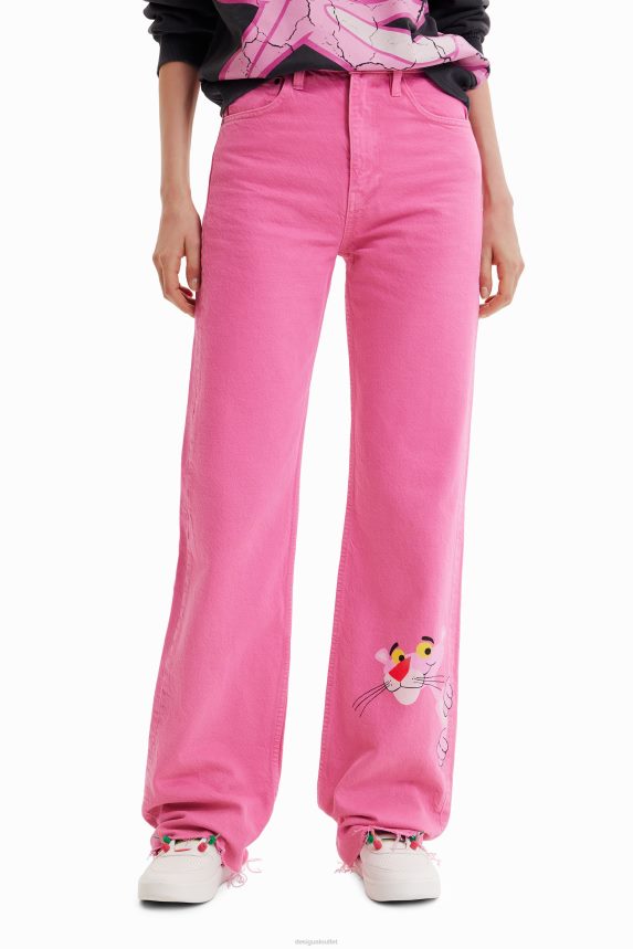 Women DesigualWide-leg Pink Panther jeans Clothing 68X240639