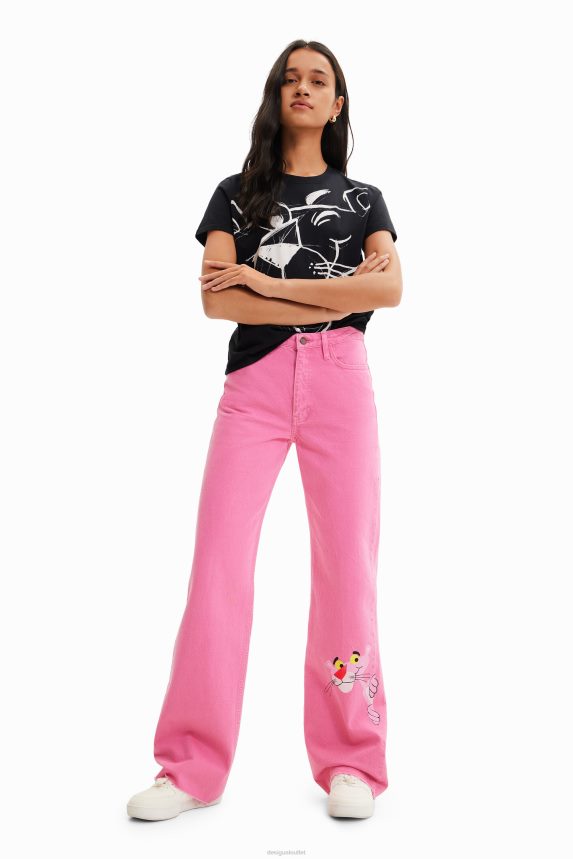 Women DesigualWide-leg Pink Panther jeans Clothing 68X240844