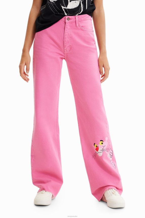 Women DesigualWide-leg Pink Panther jeans Clothing 68X240844