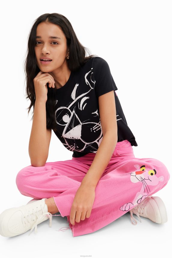 Women DesigualWide-leg Pink Panther jeans Clothing 68X240844