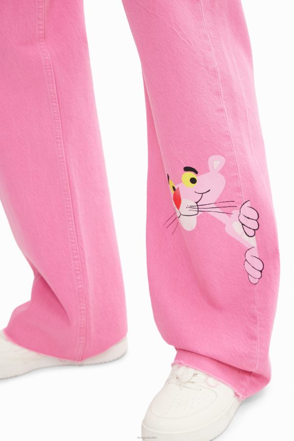 Women DesigualWide-leg Pink Panther jeans Clothing 68X240844