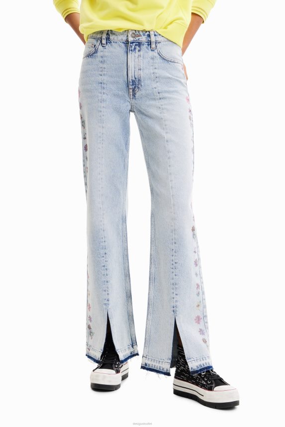 Women DesigualWide-leg flower jeans Clothing 68X240797