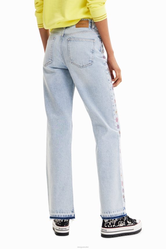 Women DesigualWide-leg flower jeans Clothing 68X240797