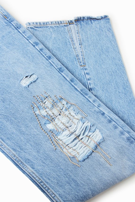 Women DesigualWide-leg rhinestone jeans Clothing 68X240302