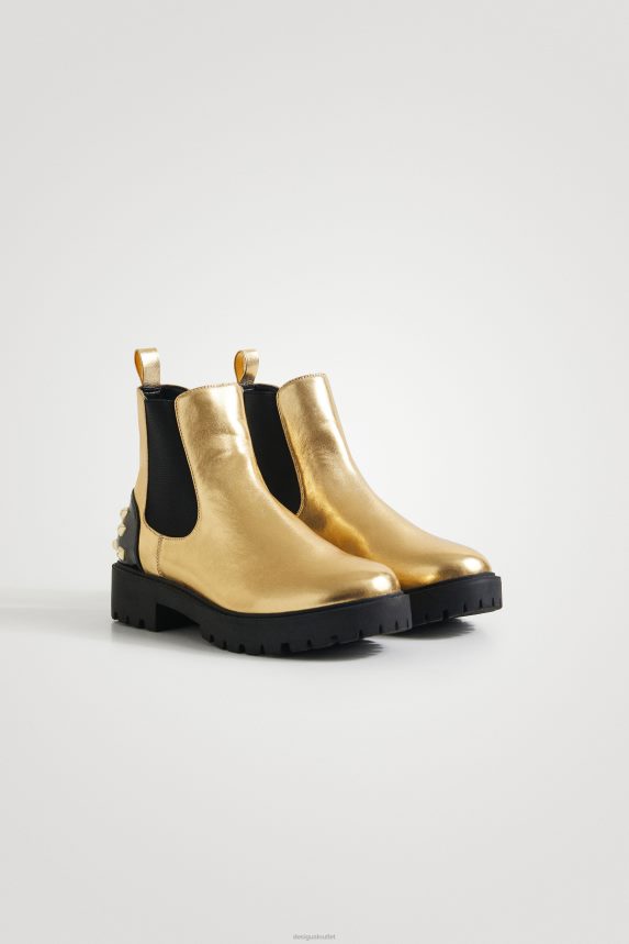 Women DesigualBiker boots golden studs Footwear 68X2401512