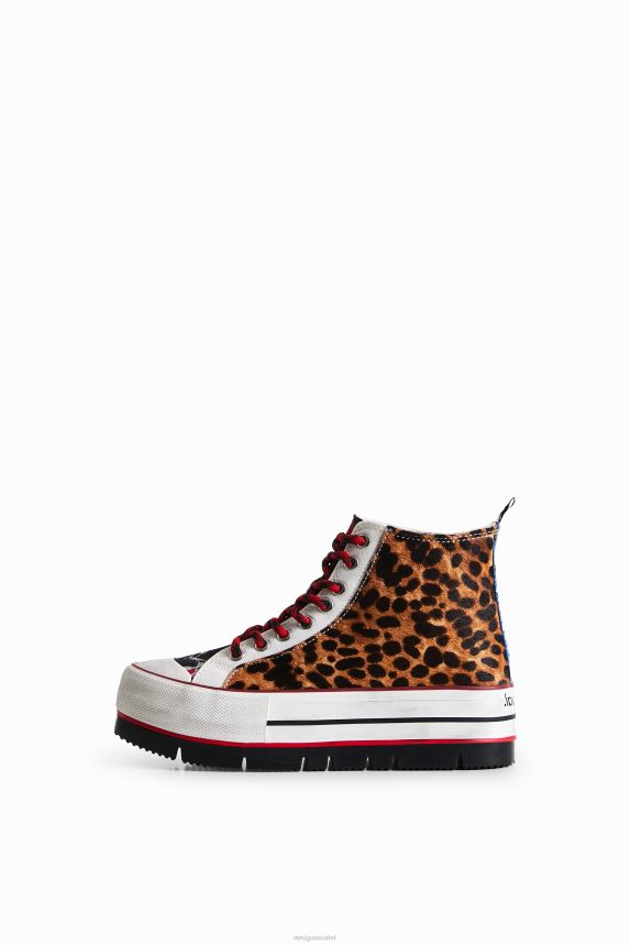 Women DesigualAnimal print high-top platform sneakers Footwear 68X2401473
