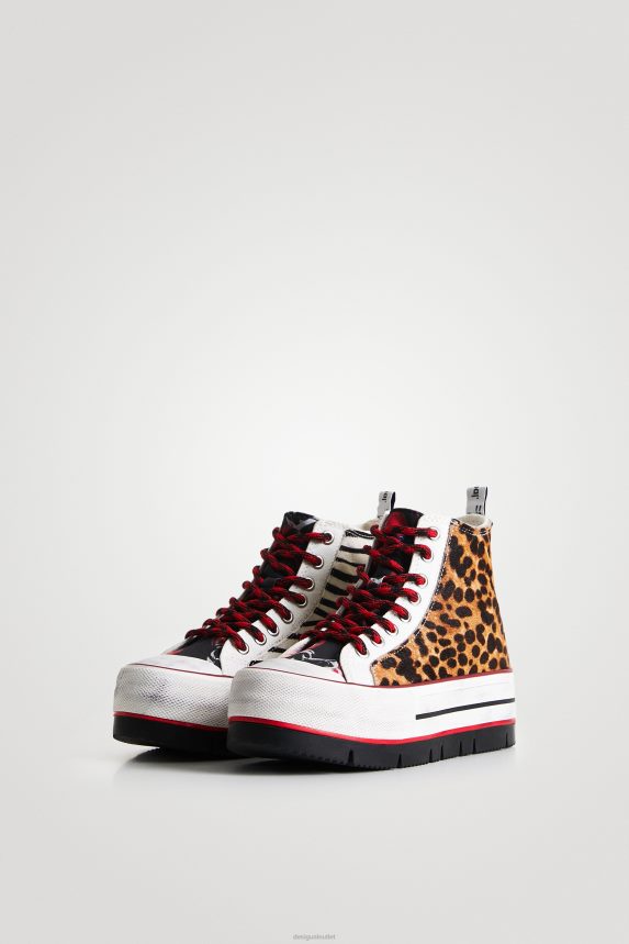 Women DesigualAnimal print high-top platform sneakers Footwear 68X2401473