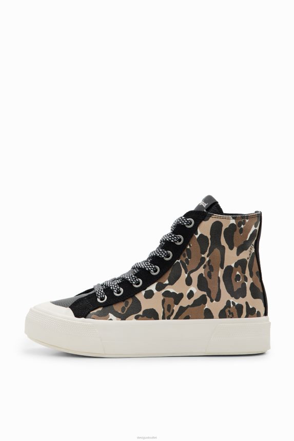 Women DesigualHigh-top animal print sneakers Footwear 68X2401493