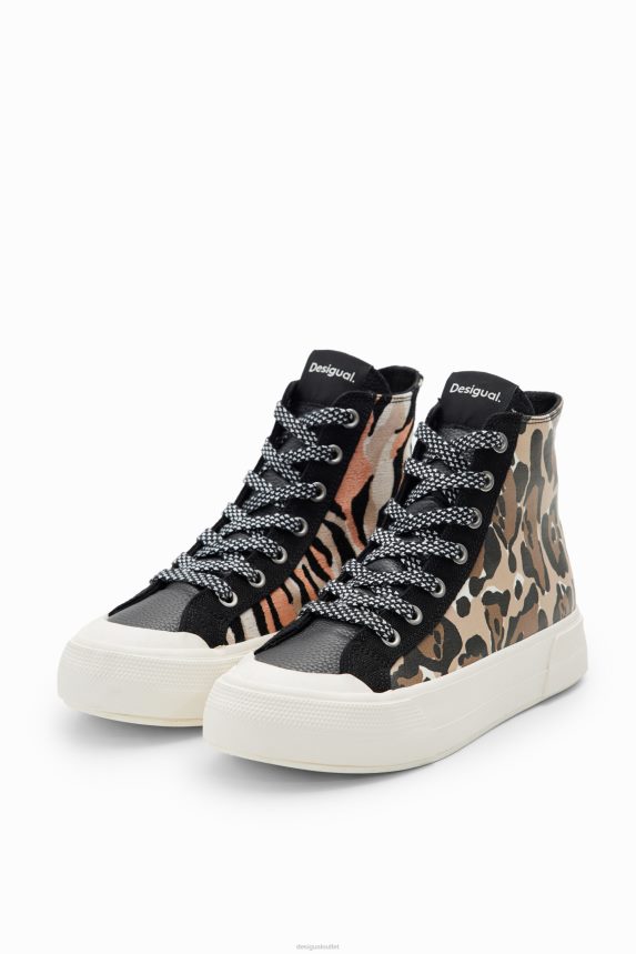 Women DesigualHigh-top animal print sneakers Footwear 68X2401493