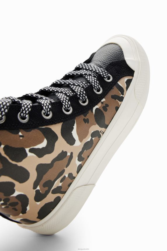 Women DesigualHigh-top animal print sneakers Footwear 68X2401493
