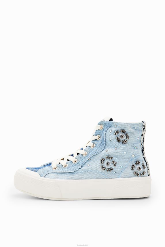 Women DesigualHigh-top denim sneakers Footwear 68X2401469