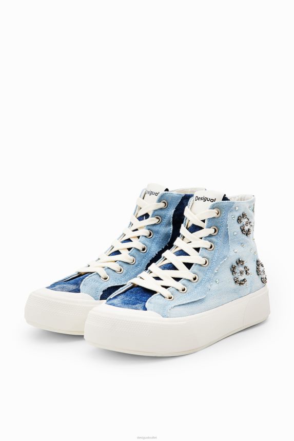 Women DesigualHigh-top denim sneakers Footwear 68X2401469