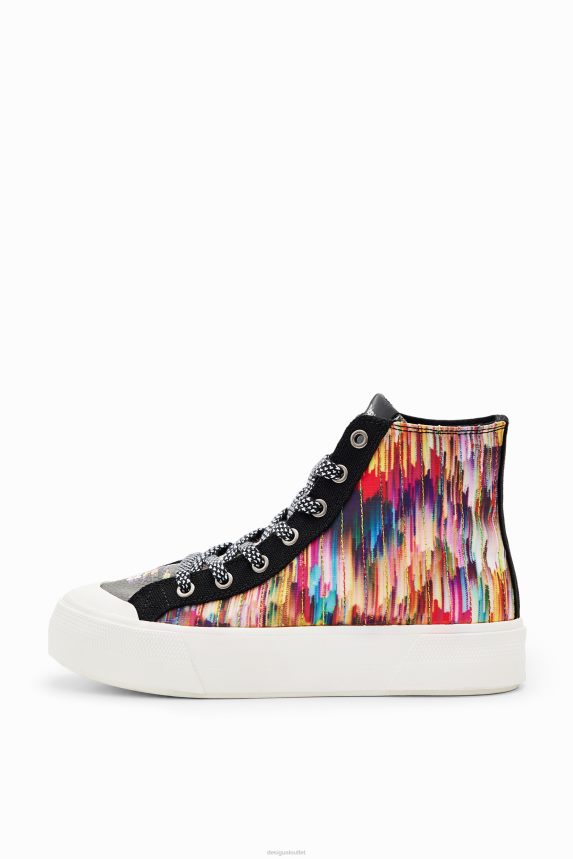 Women DesigualHigh-top glitch patchwork sneakers Footwear 68X2401494