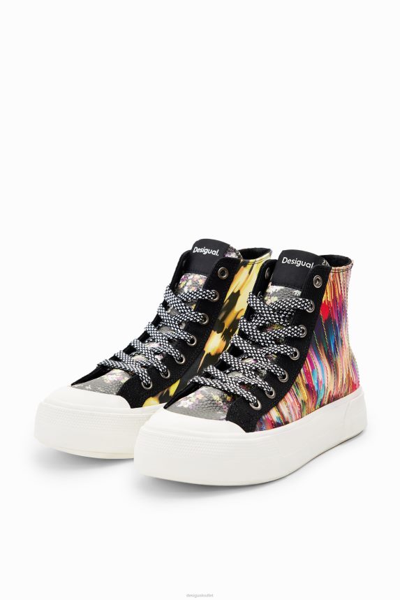 Women DesigualHigh-top glitch patchwork sneakers Footwear 68X2401494