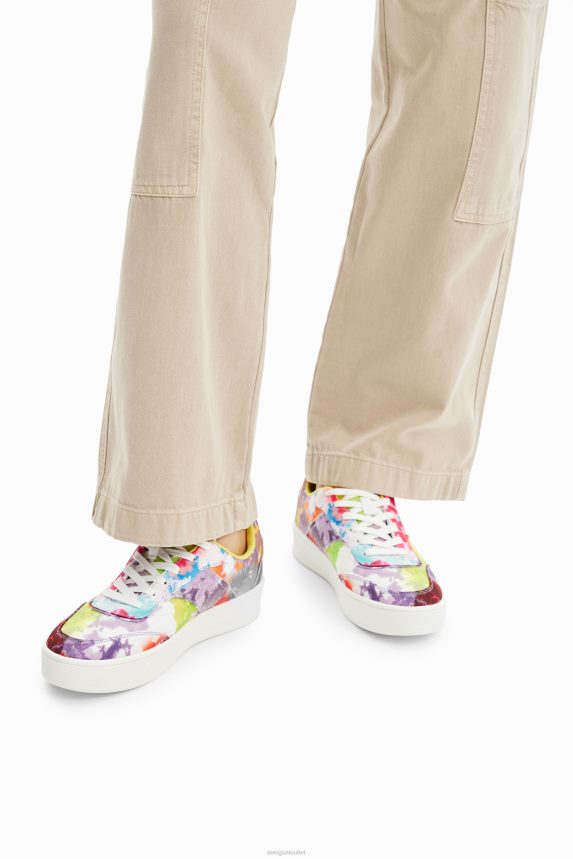 Women DesigualWatercolour patchwork platform sneakers Footwear 68X2401503